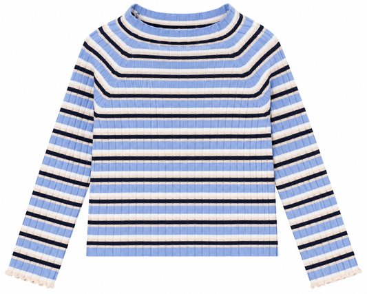 Sky Striped Mockneck Sweater