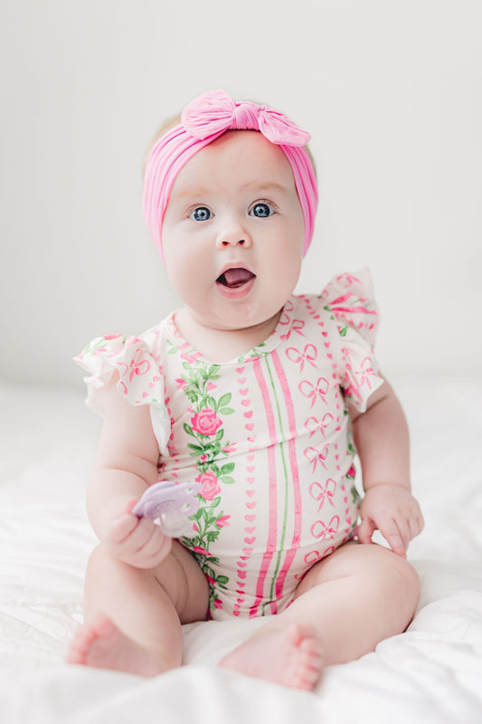 Rosebud Bows SS Flutter Bodysuit