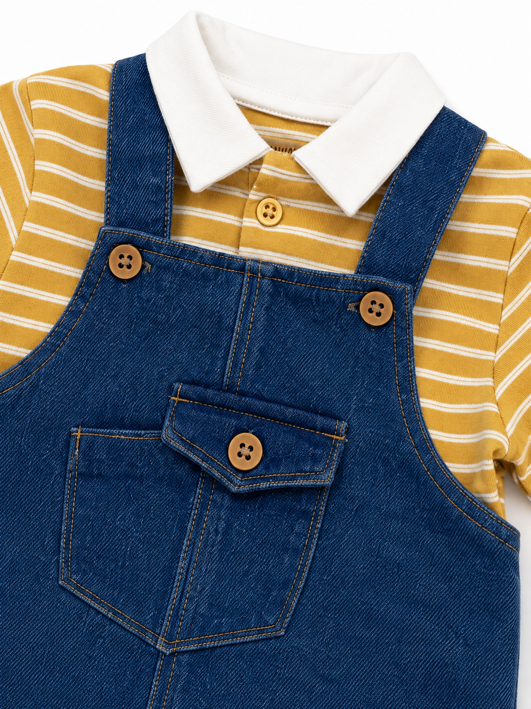 Demin Jersey Overall with Polo Top