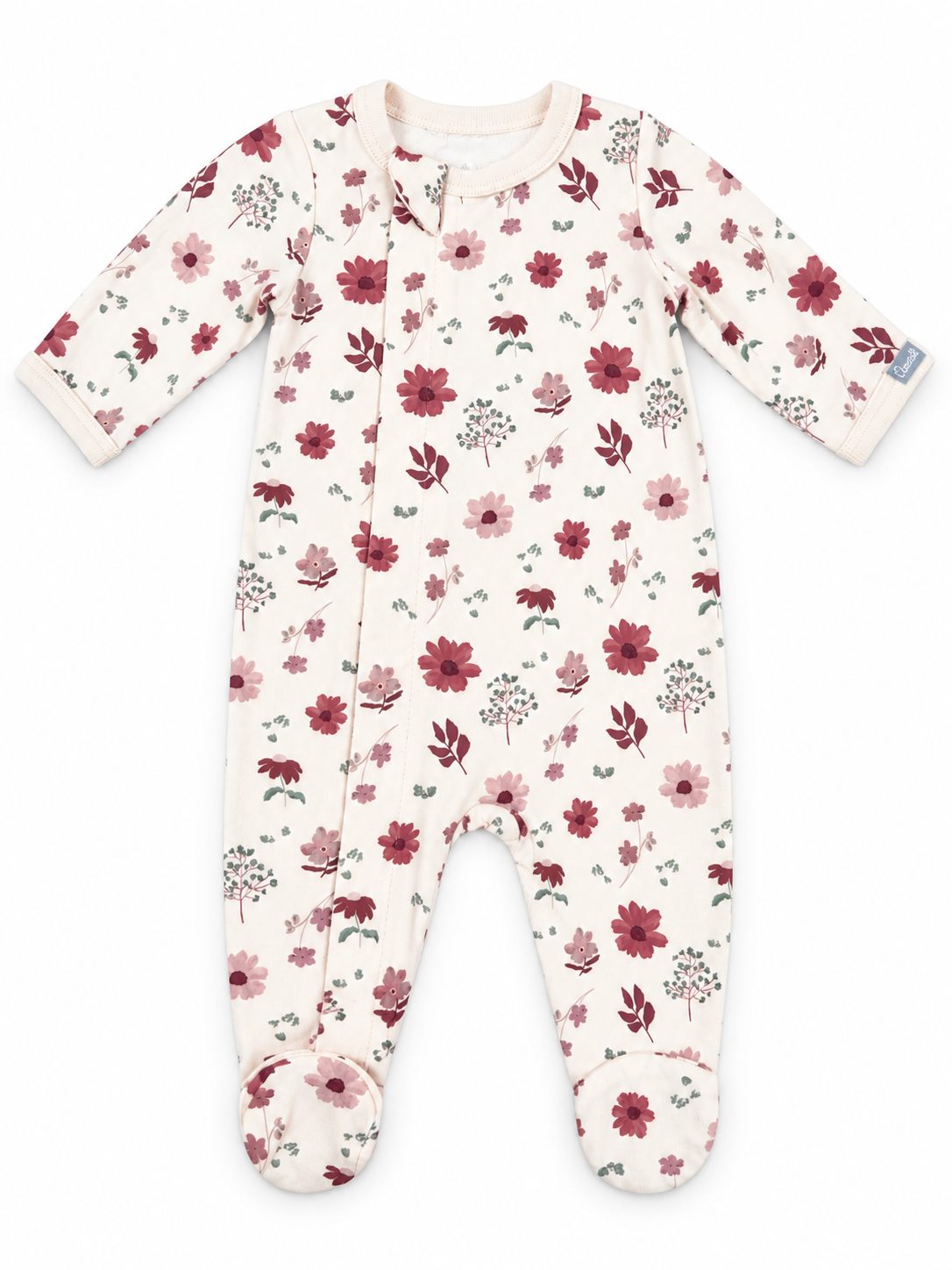 Rosewater Floral Zipper Footie