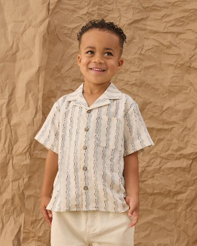 Wave Stripe Lapel Collared Shirt