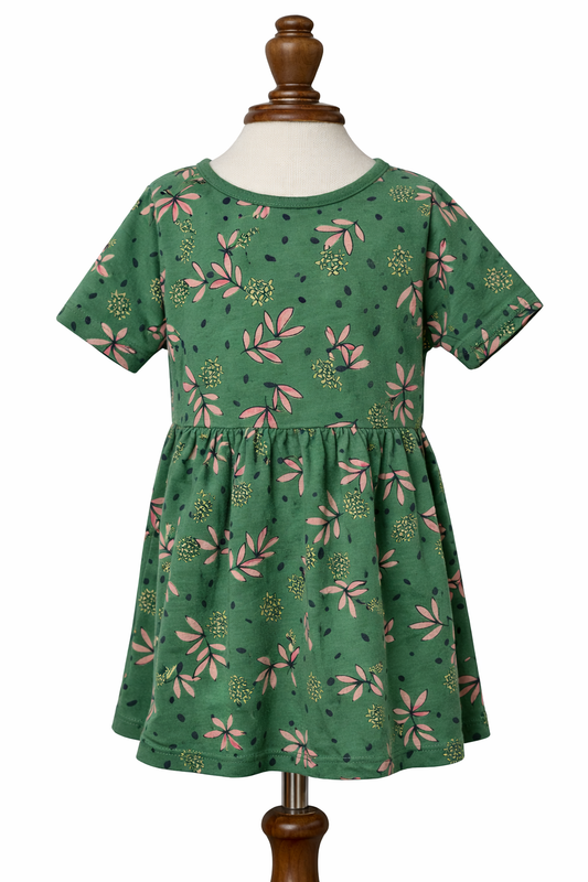Olive Floral Twirl Dress