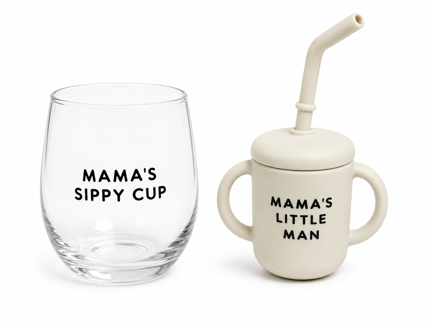 Glass Cup Set Mama and LIL Man