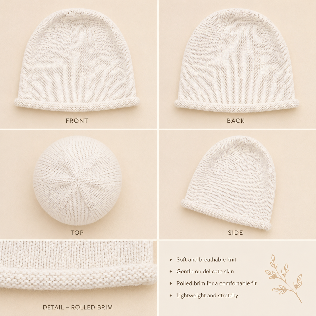 Cream Knit Hat