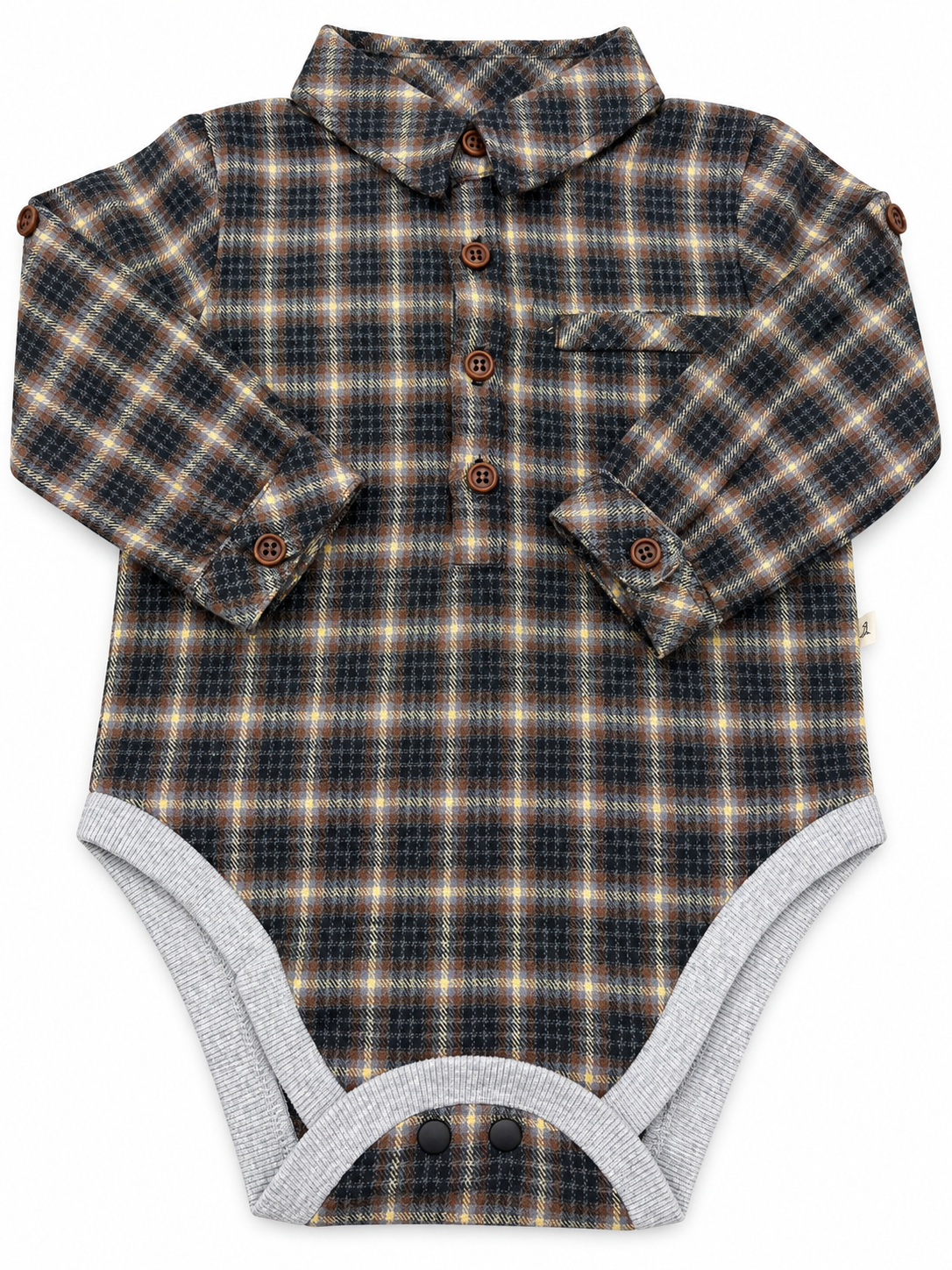 Washed Plaid Onesie Black Brown Beige