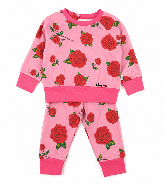Allover Rose Print Jogger Set