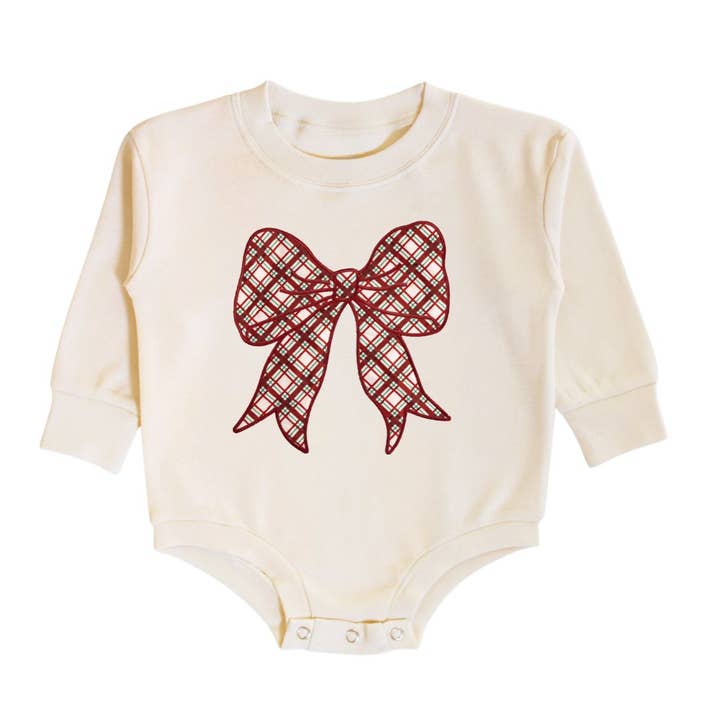 Christmas Plaid Bow L/S Romper