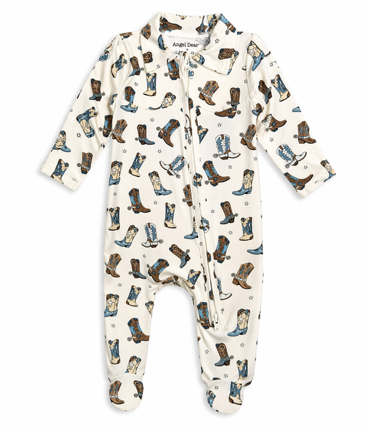 Blue Cowboy Boots Footie