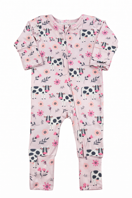 Pink Convertible Romper Cow