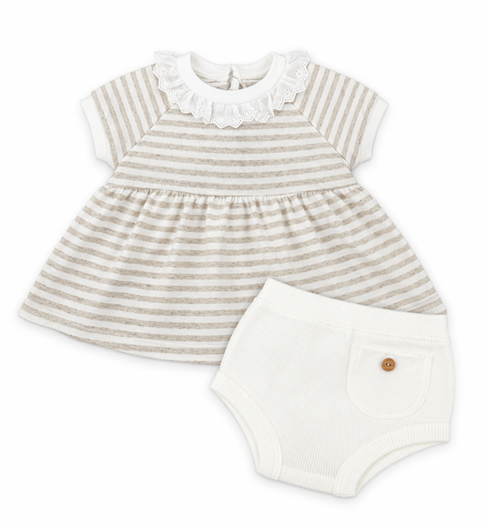 Organic Beige and White Stripe Set