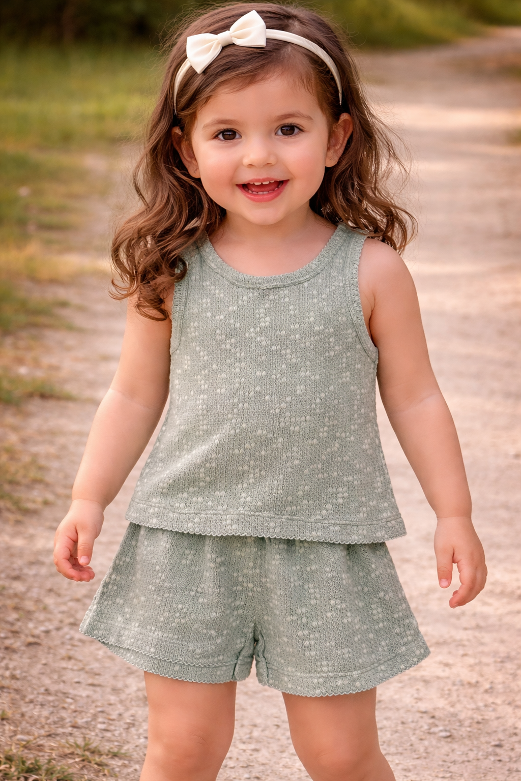 Embellished Pique Top and Short Cotton Set