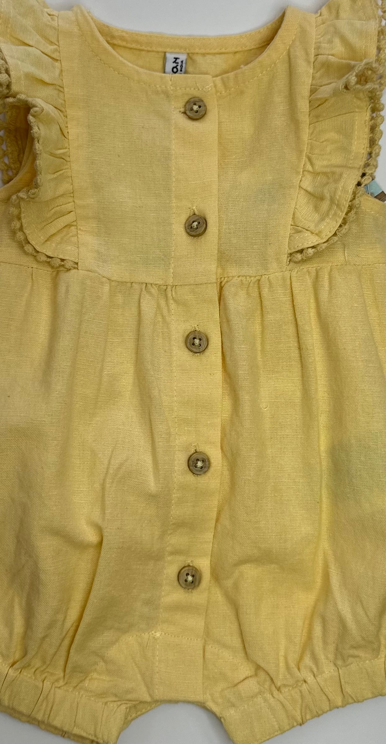 Linen Light Yellow Romper