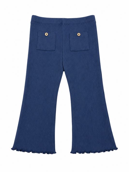 Blue Ribbed Knit Legging