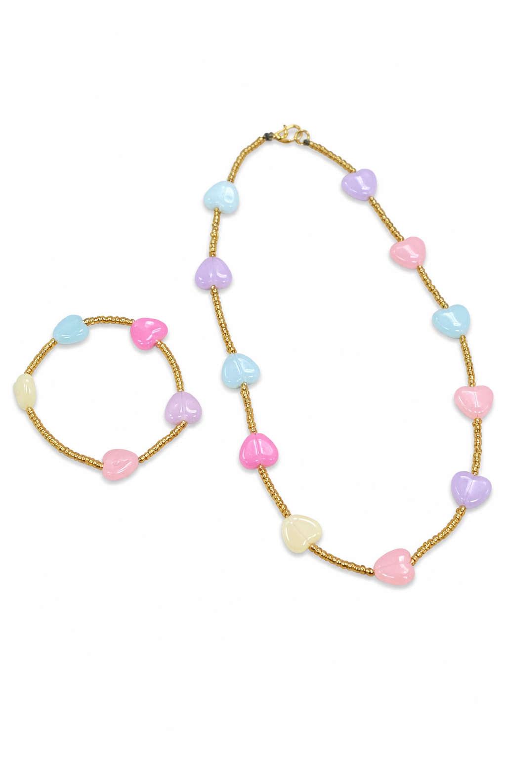 Pastel Hearts Necklace and Bracelet