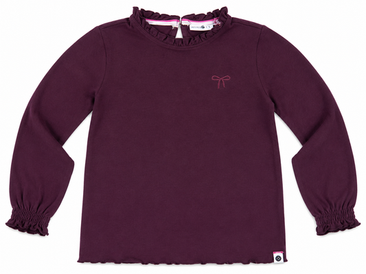 Solid Wine Color Long-sleeved Top