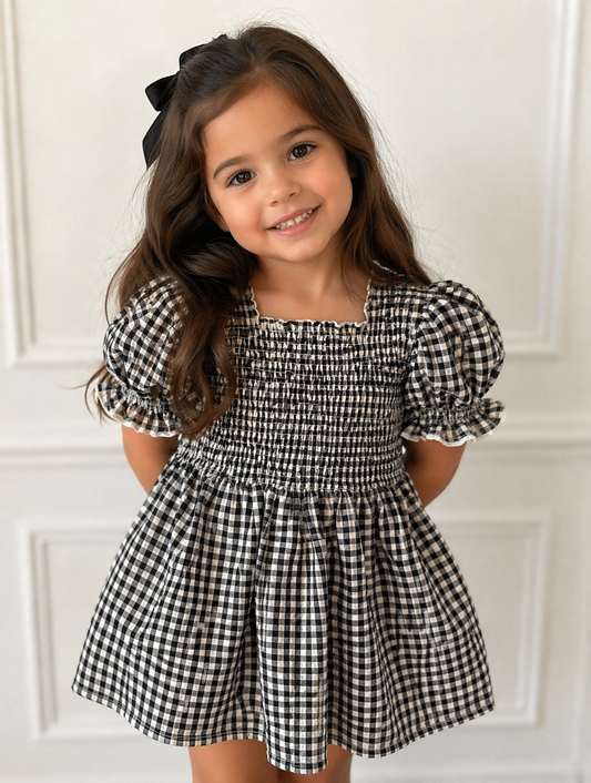 Lousie Black Check Dress