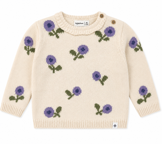 Baby Girl Sweater with Purple Flowers
