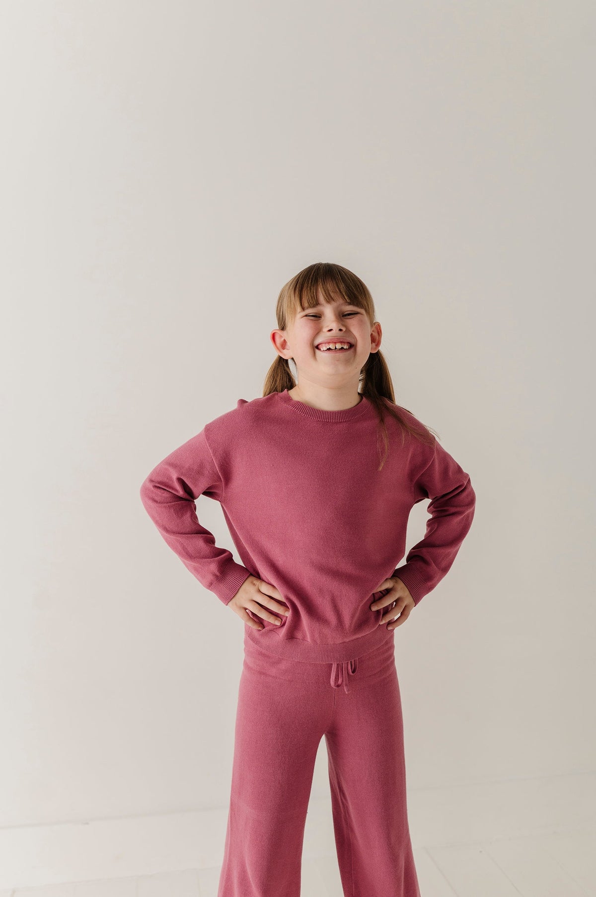 Girls Winter Mauve Crew Neck Sweater