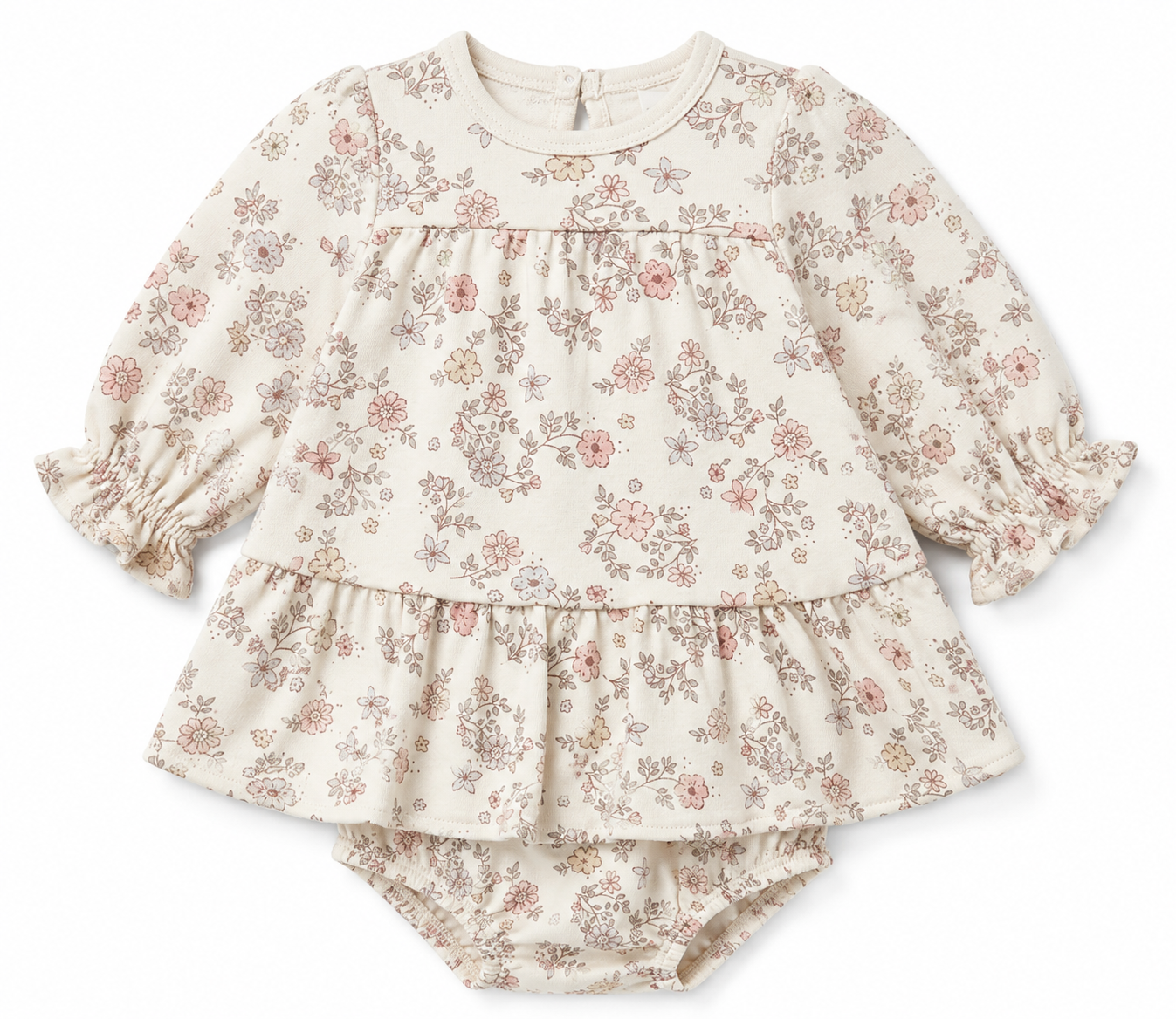 Tiered Jersey Dress Floral Vine