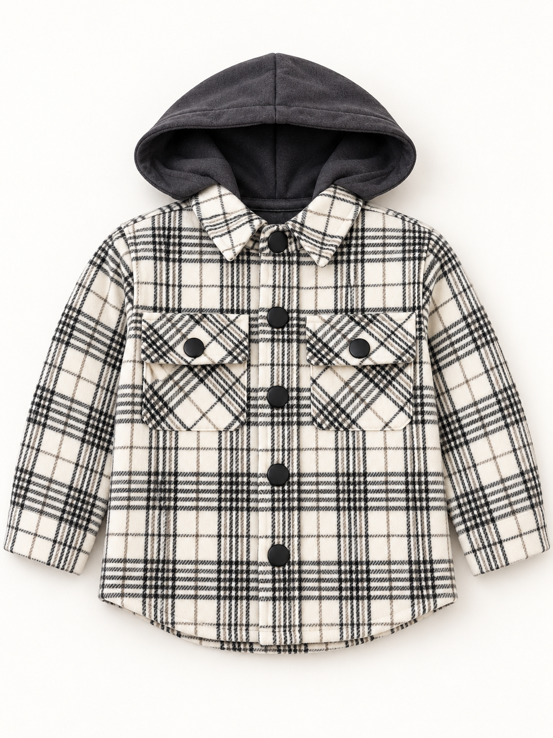 Granite Plaid Hooded Shacket
