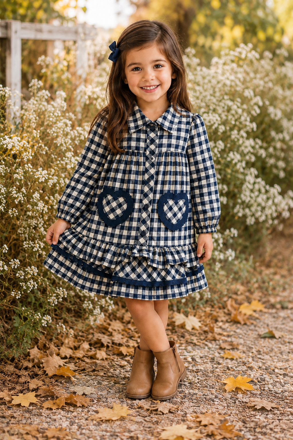 Navy and Cream Flannel Dress