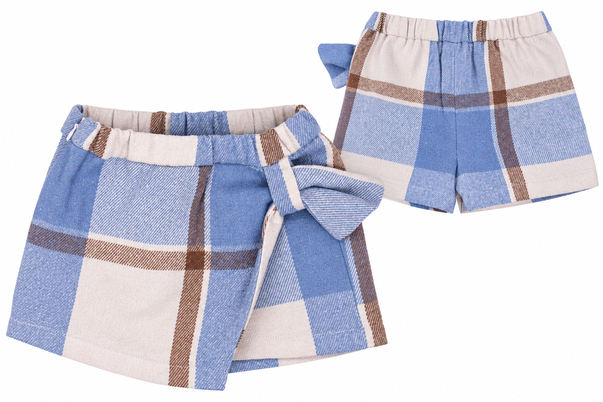 Blue Brown Plaid Flannel Skort