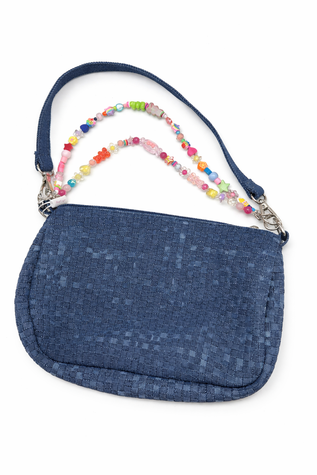 Denim Weave Rainbow Charm Link Bag