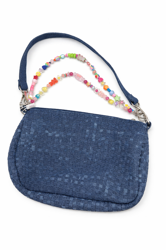 Denim Weave Rainbow Charm Link Bag