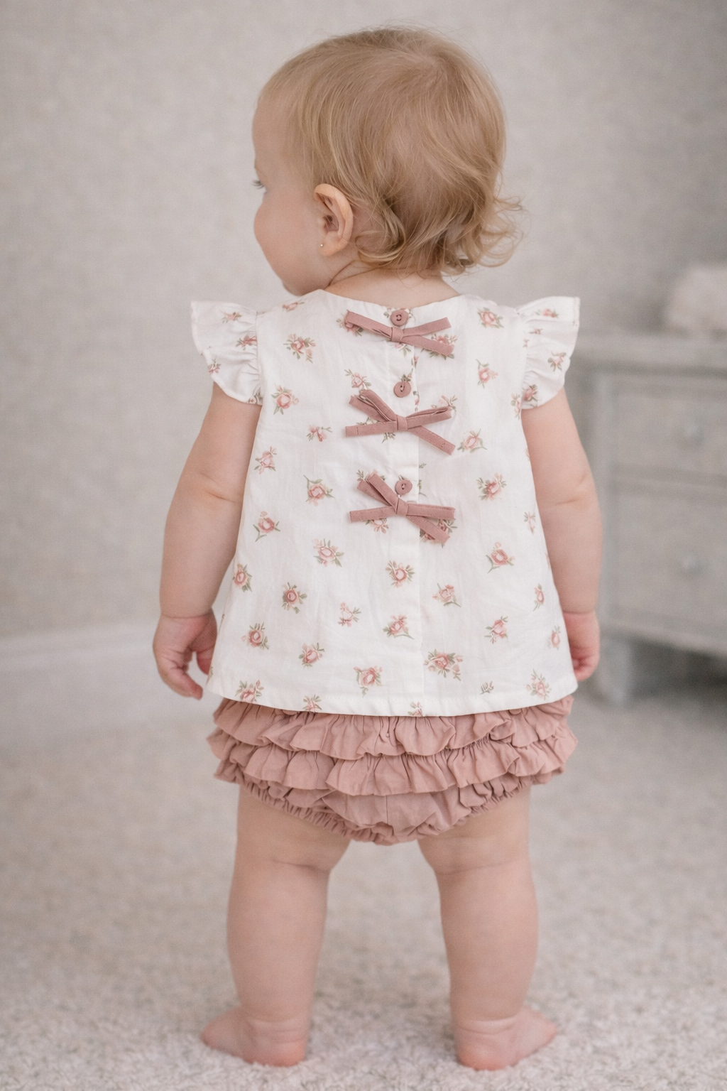 Tea Rose Floral Top and Bloomer
