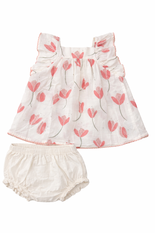 Soft Coral Top and Bloomer Organic Set