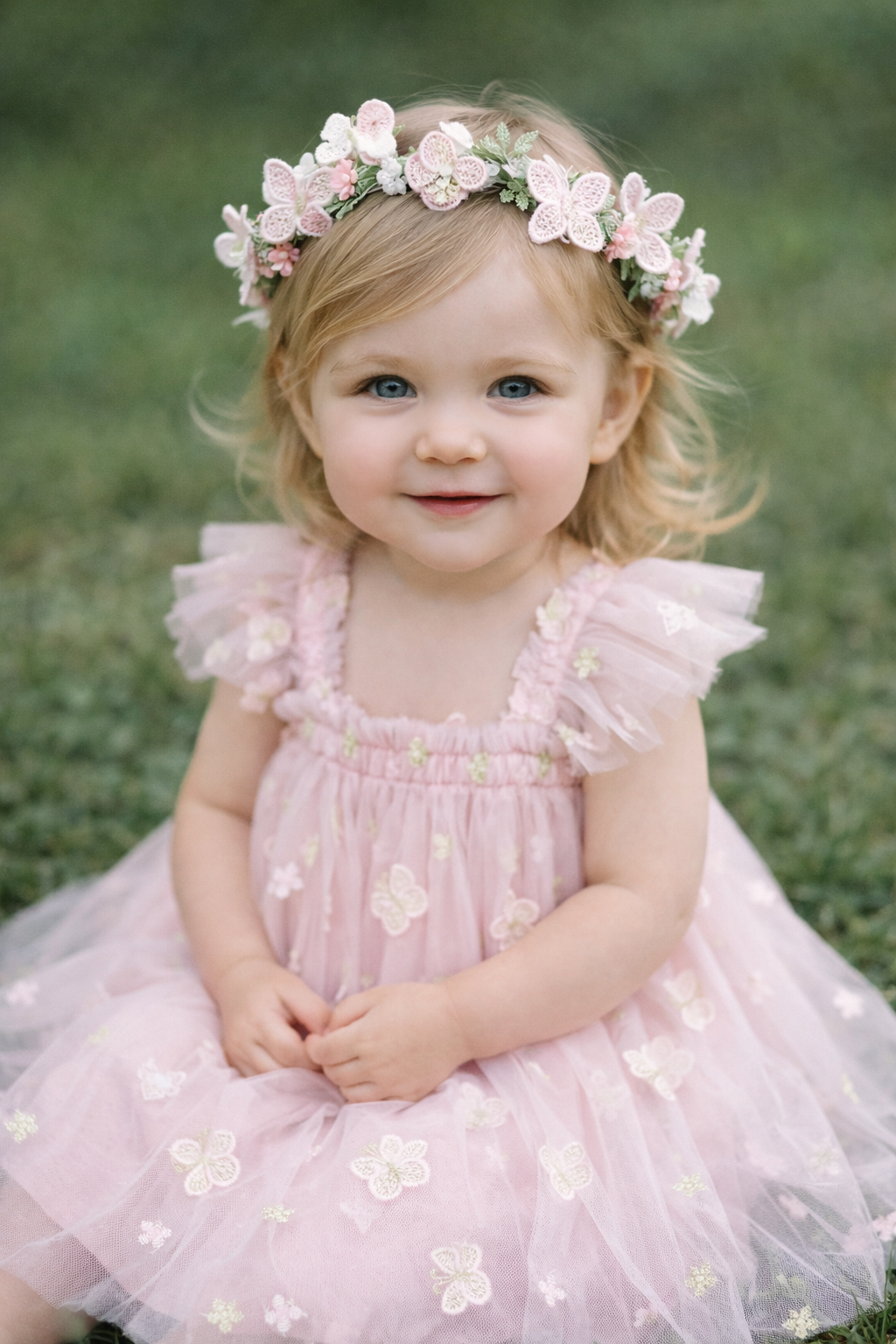 Pink Embroidered Butterfly Dress