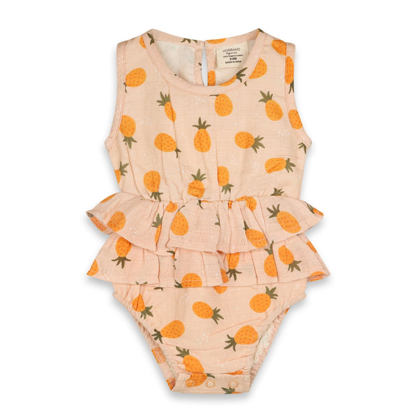 Pineapple Ruffle Short Romper