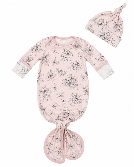 Baby Rose Pencil Floral Gown and Hat
