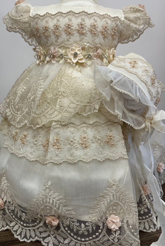 Silk Gown W/Ivory Lace
