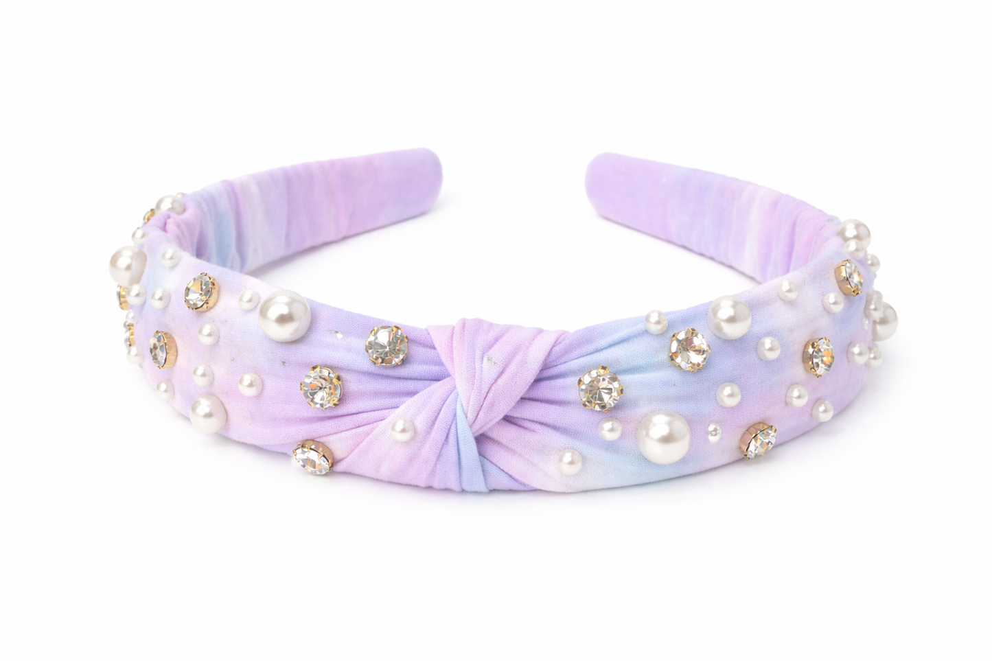 Die Dye Purple Fabric with Bling and Pearls Headband