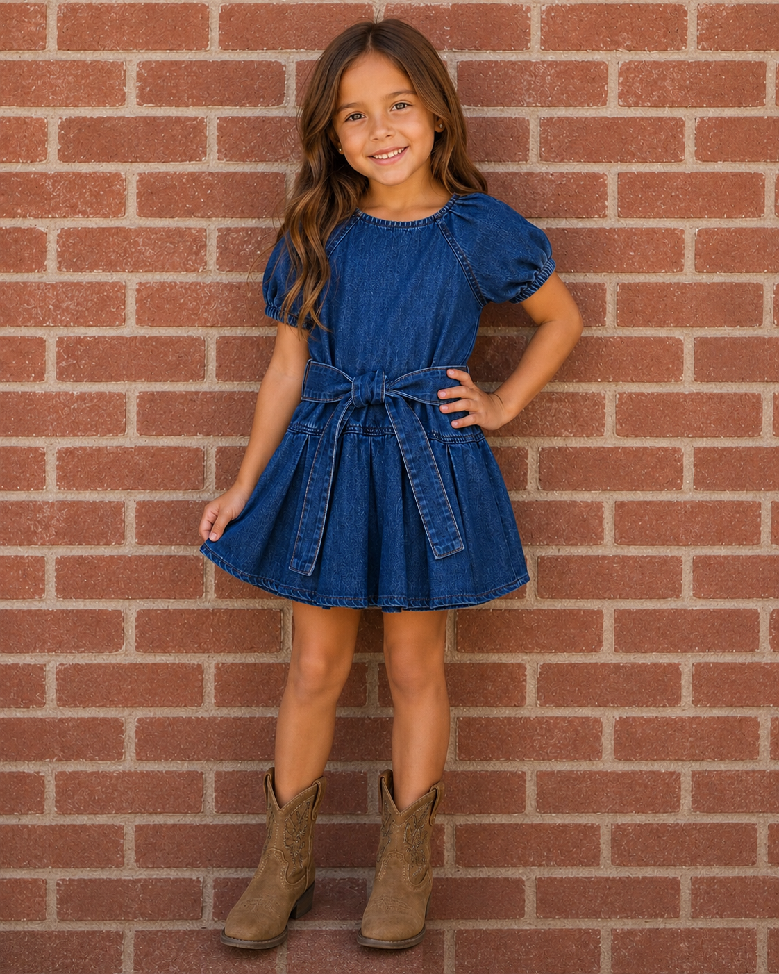 Denim Puff Sleeve Flare Dress
