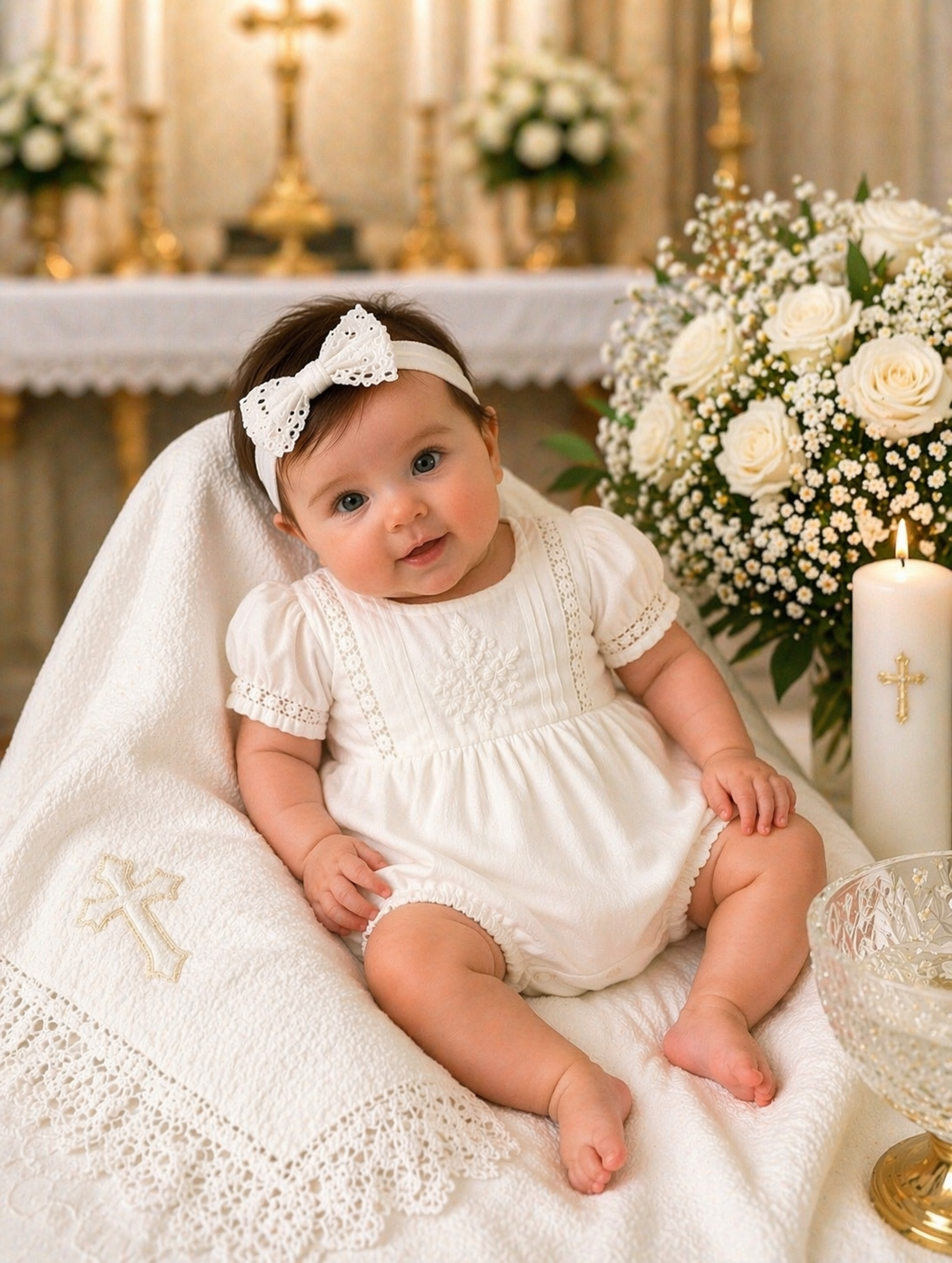 White Linen  Bubble W/Lace