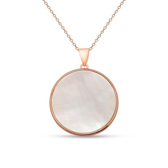 Mother Of Pearl Necklace Rose Gold