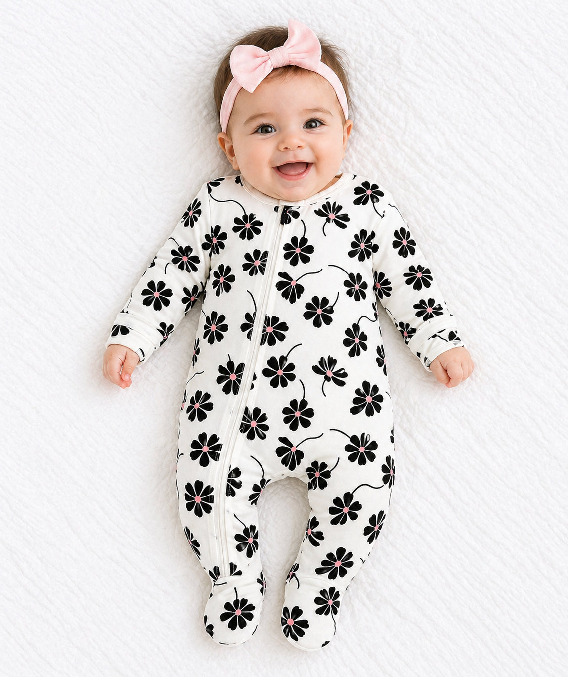 Flowers On Oat Milk Footie Sleeper