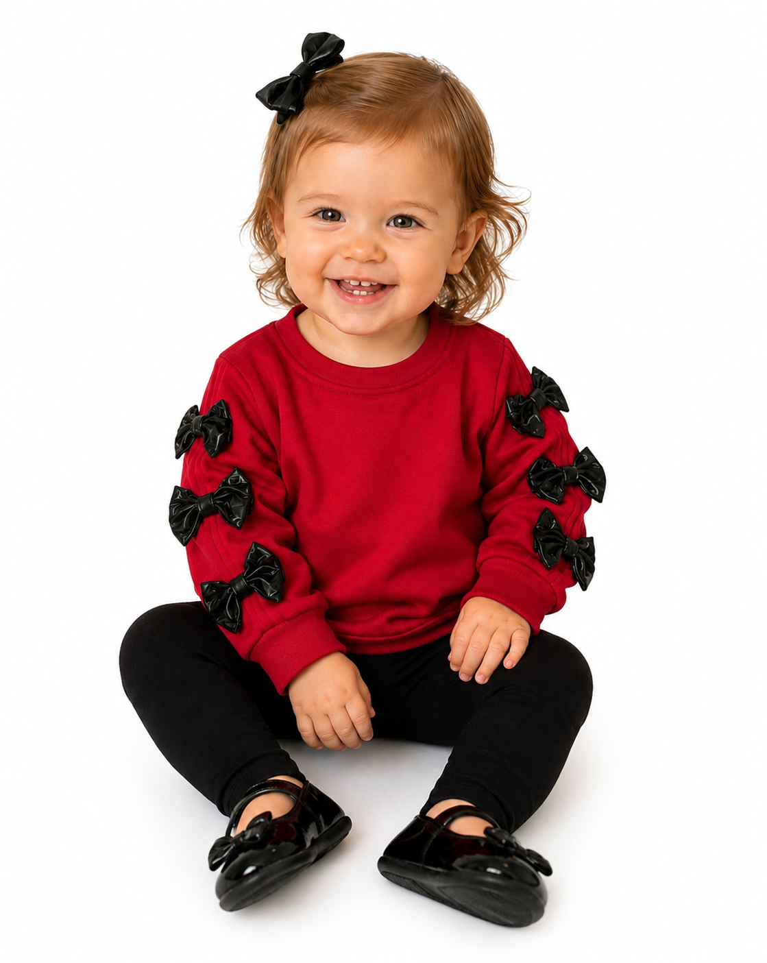 Shiny Bow Sweatshirt Set