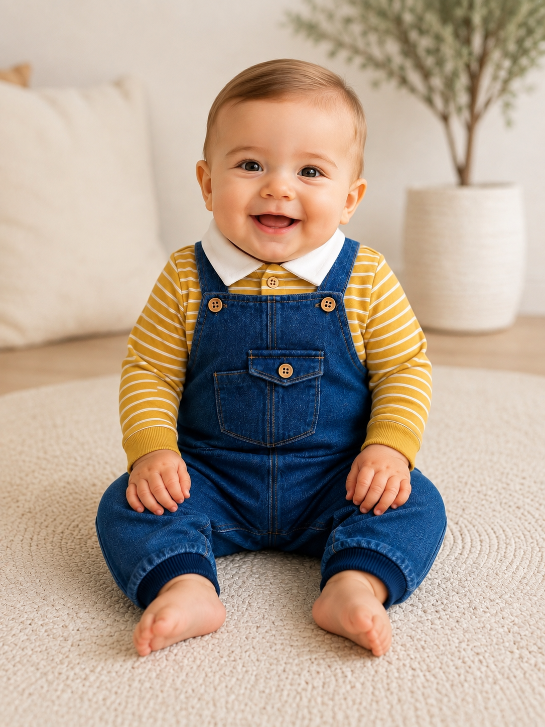 Demin Jersey Overall with Polo Top