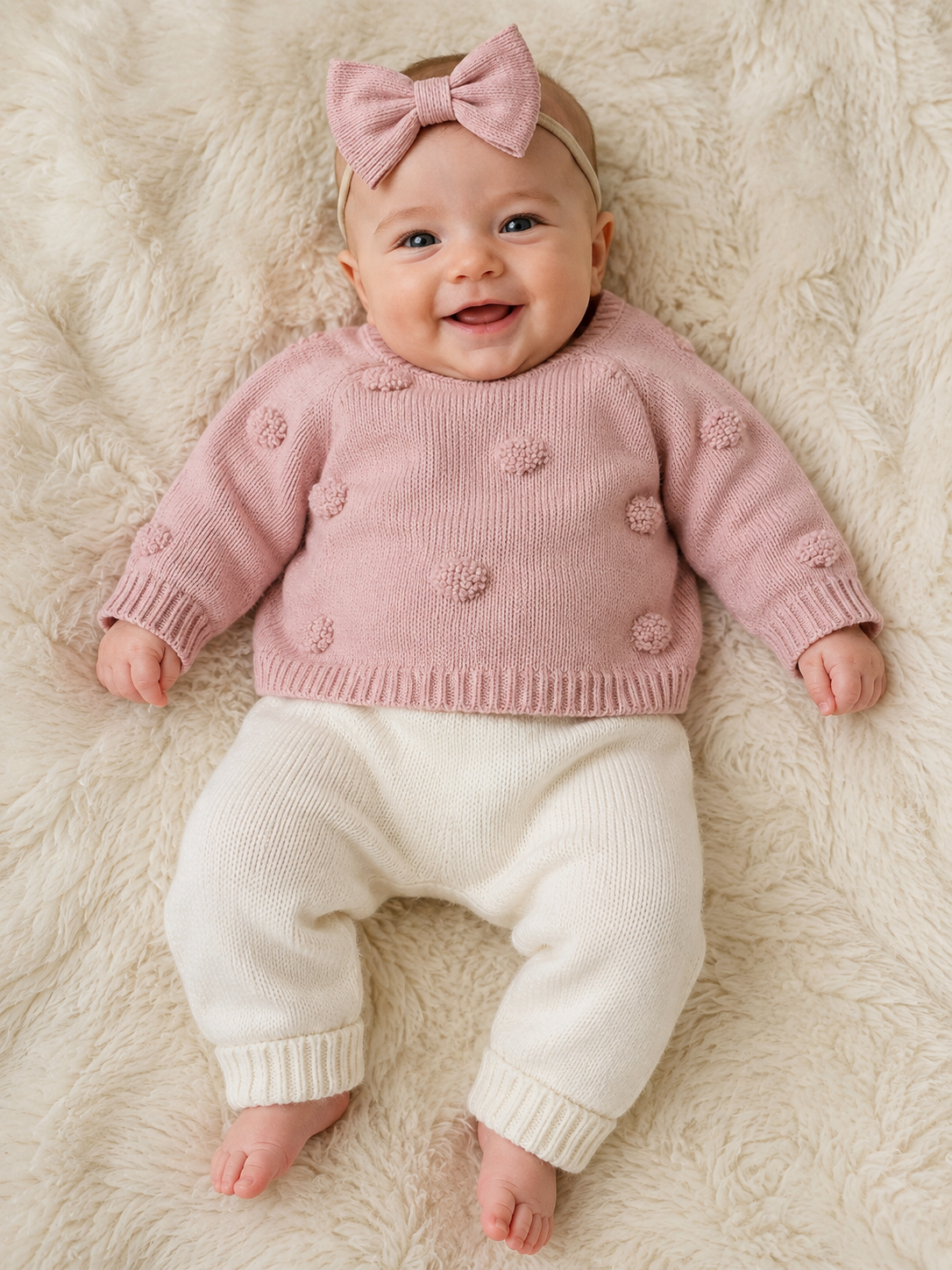 Ivory/Pink Overalls Sweater Set
