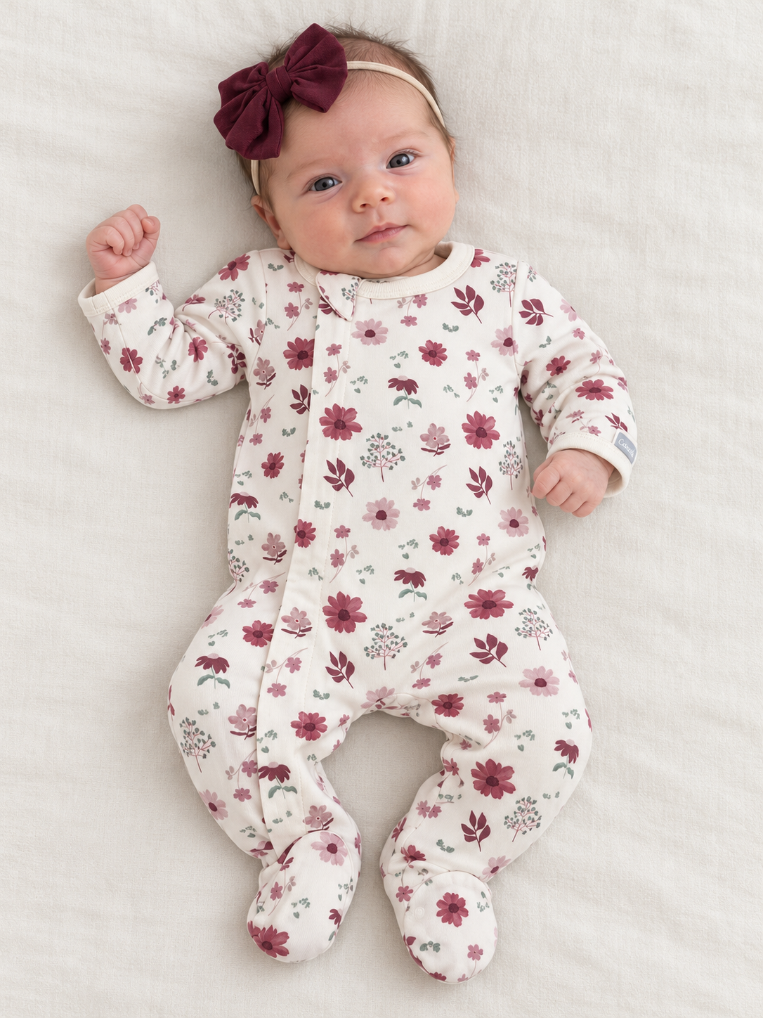 Rosewater Floral Zipper Footie