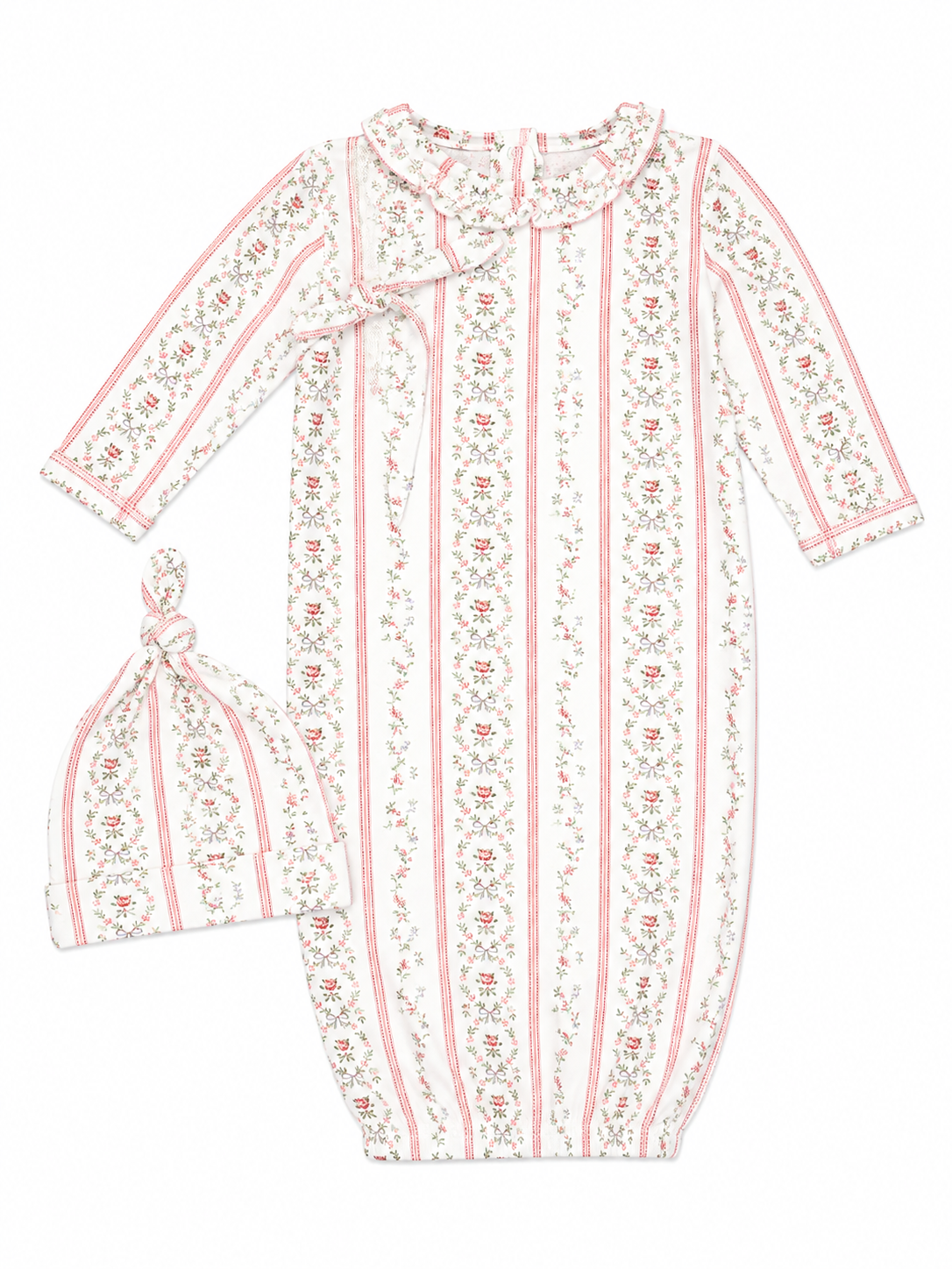 Marnie Rosebud Stipe Gown with Hat