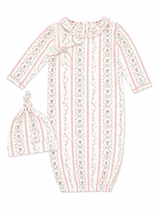 Marnie Rosebud Stipe Gown with Hat