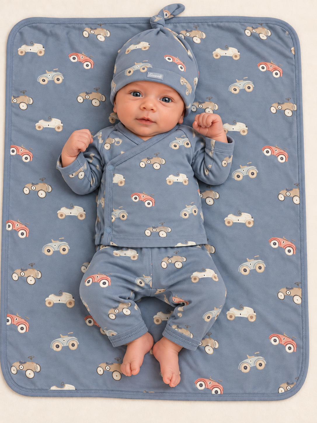 Steel Blue Cars Swaddle