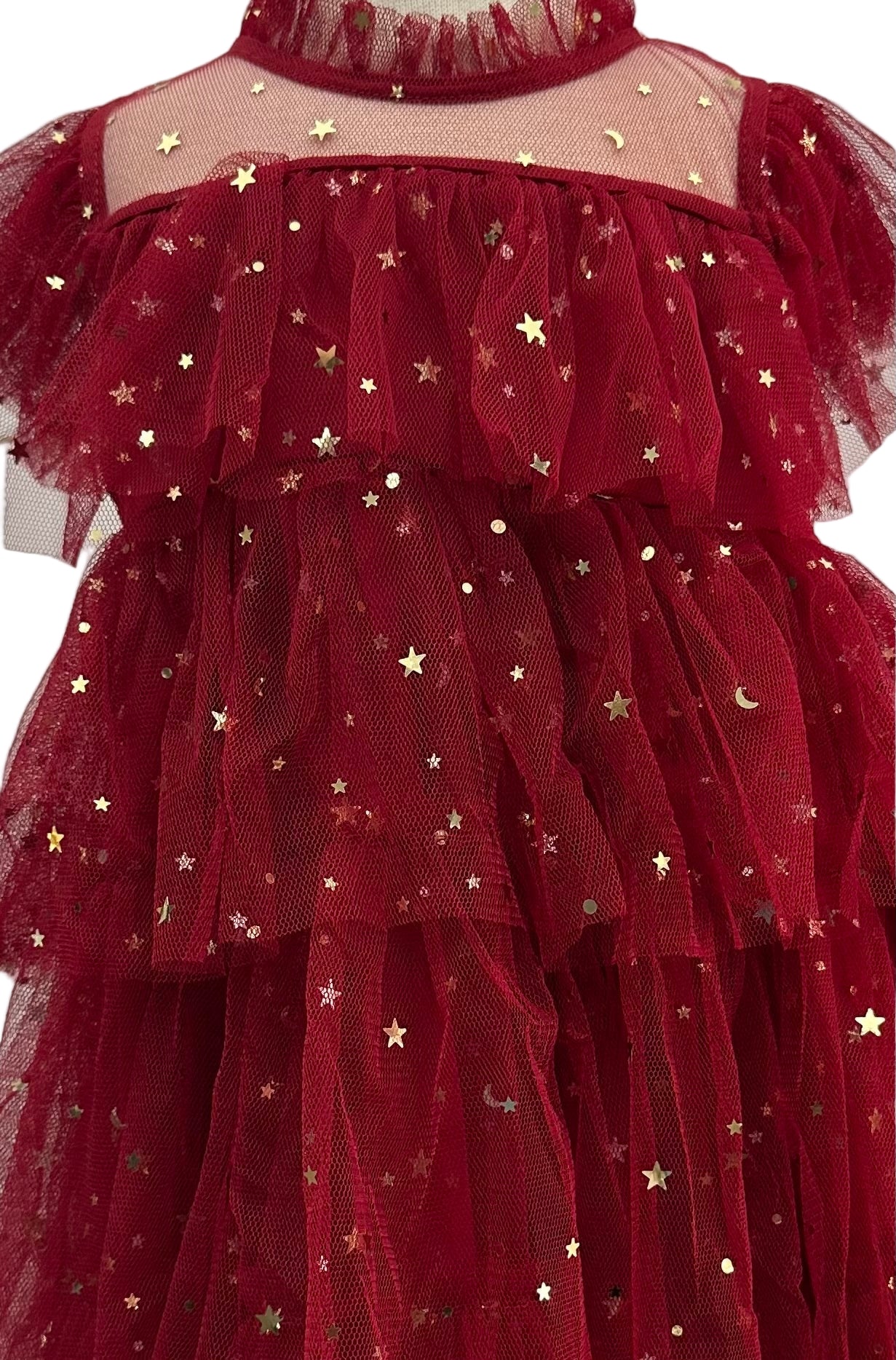 Wednesday Tulle Star Burgundy Dress