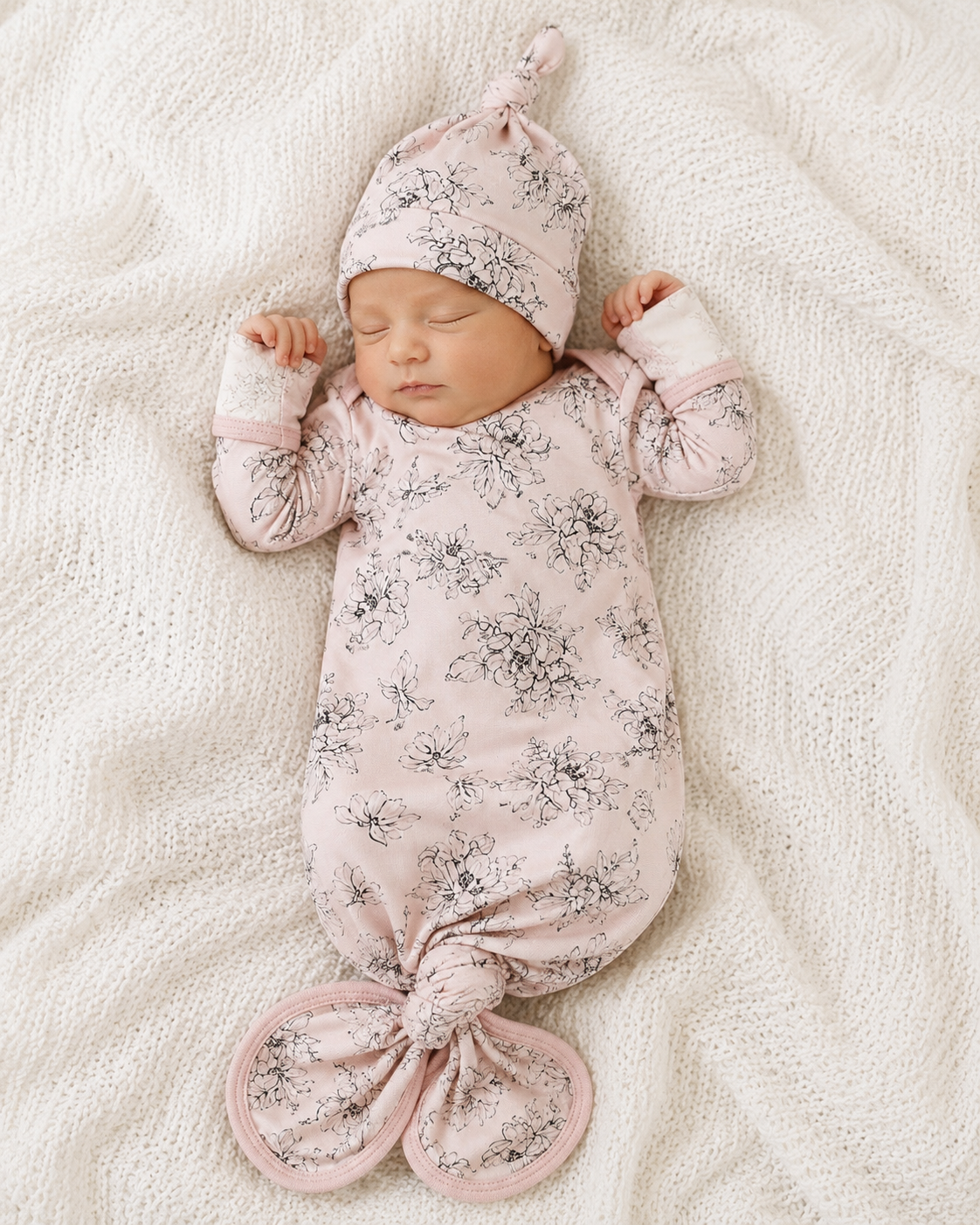 Baby Rose Pencil Floral Gown and Hat