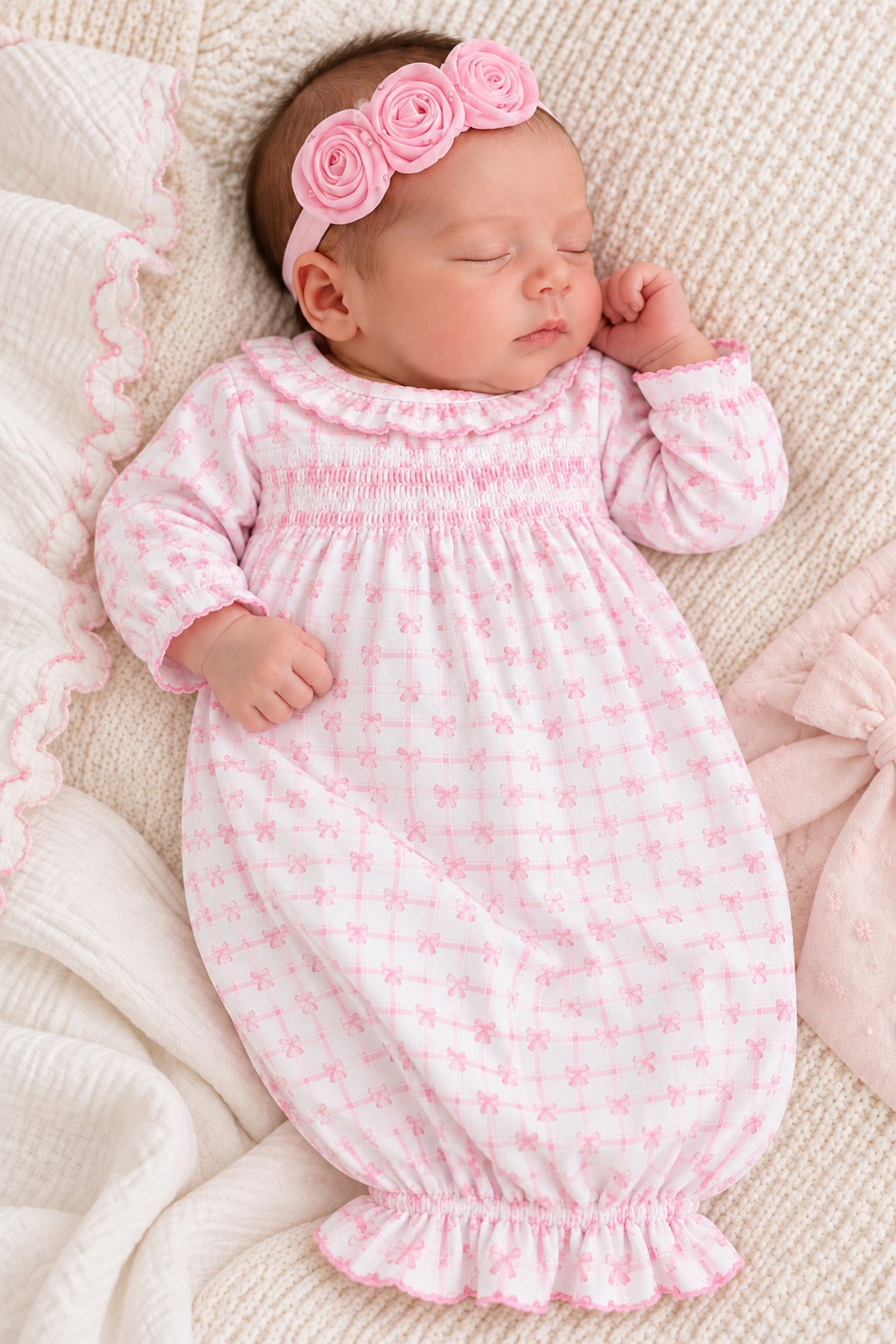 Pink Plaid with Bows Gown