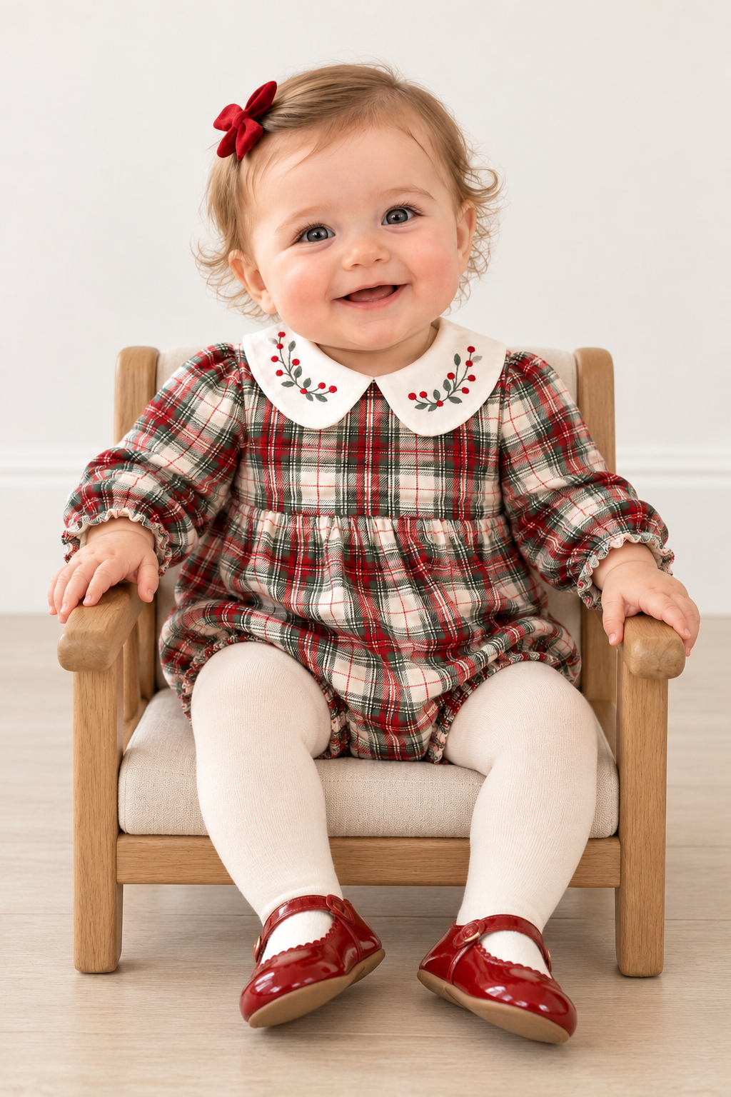 Winter Tartan Bubble w/ Embroidered Collar